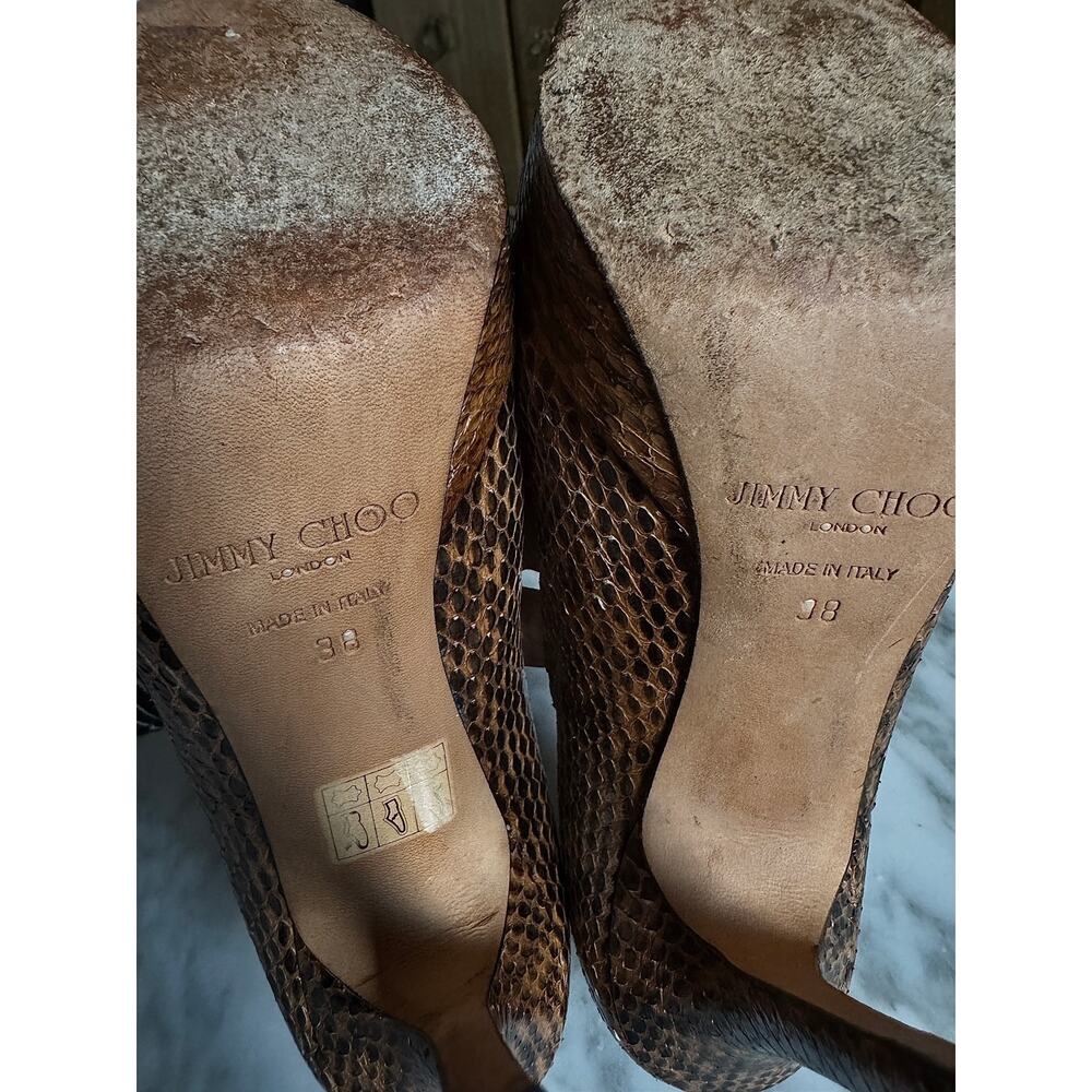 Jimmy Choo Beige And Brown Python Platform Heel P… - image 5